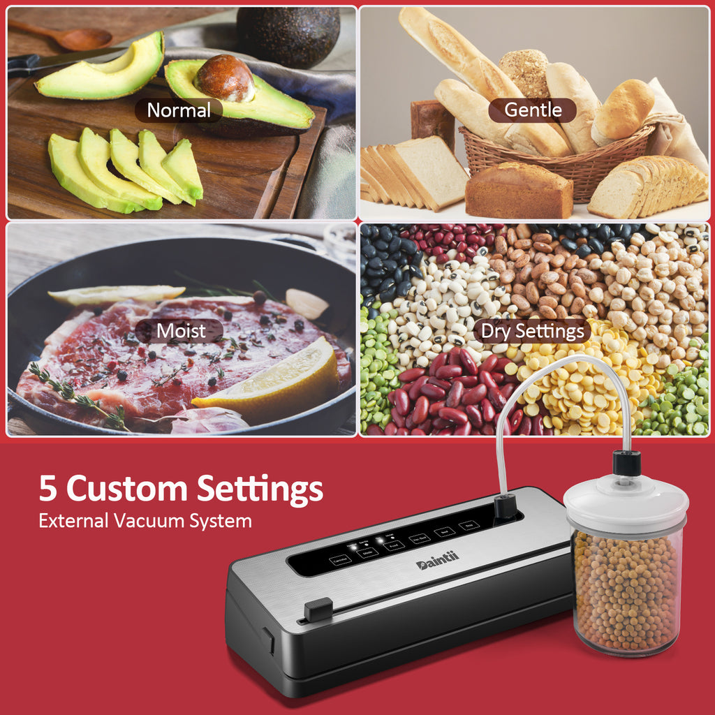 Automatic Food Sealer with Cutter, Dry & Moist Modes, Compact